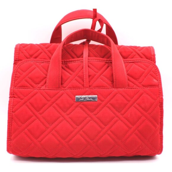 Vera Bradley Red Quilted Hanging Travel Organizer Cosmetic Toiletries Case 11x9" - Picture 1 of 13